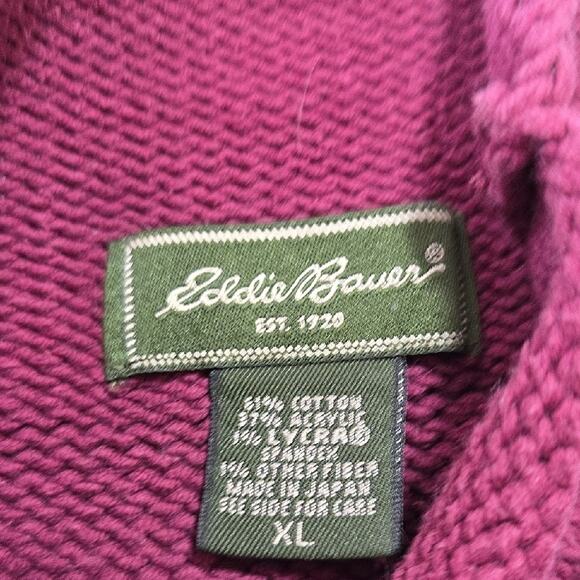 Vintage Eddie Bauer Womens Sz XL Burgundy Mock Neck 90s Y2K Preppy Sweater - Picture 3 of 8